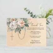 Beileid zur Beerdigung von Rosenkranzen Dankeskarte (Stehend Vorderseite)