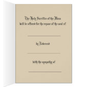 Beileidkatholischer Requiem-Massen-anbietenkarte (Innen (Rechts))