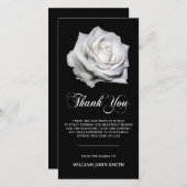 Beileids-Blumen-weiße Rose DANKEN IHNEN schwarz Dankeskarte (Vorne/Hinten)
