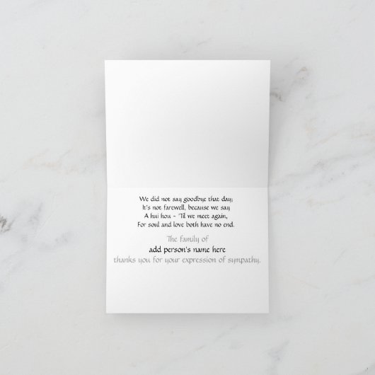 Beileids-Dankbarkeit Dankeskarte (Innenseite)