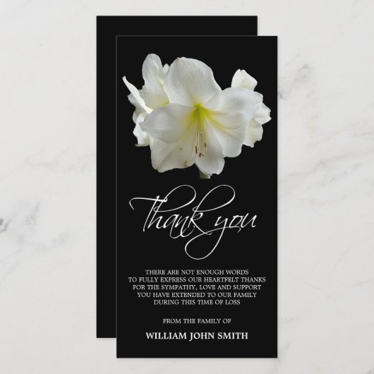 Beileids-DANKEN Erinnerungsamaryllis-Blume IHNEN Dankeskarte (Vorne/Hinten)