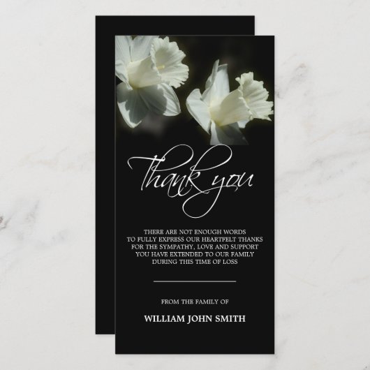 Beileids-DANKEN ErinnerungsBlumen-Narzissen IHNEN Dankeskarte (Vorne/Hinten)