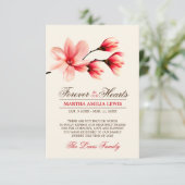 Beileids-DANKEN rote rosa Blumen-Magnolie IHNEN Dankeskarte (Stehend Vorderseite)