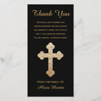 Beileids-Denkmal danken Ihnen Goldreligiöses Kreuz Dankeskarte