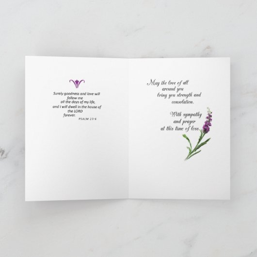 Beileids-Verlust der Mutter lila, religiös Karte (Innenseite)