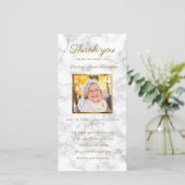 Beileids-weißer MarmorerinnerungsgoldFoto-Rahmen Dankeskarte (Stehend Vorderseite)