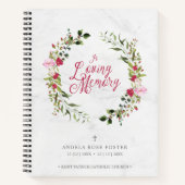 Beileidsbekundungen des Blumenrosa & Rote Garland Notizblock (Vorderseite)