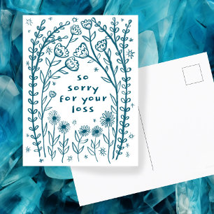 Beileidsbekundungen Florale Whimsical Skizze Doodl Postkarte