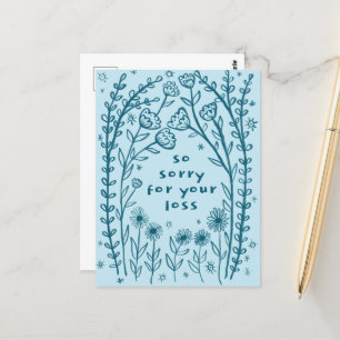 Beileidsbekundungen Florale Whimsical Skizze Doodl Postkarte