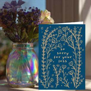 Beileidsbekundungen Sorry Wildflower Floral Sketch Karte