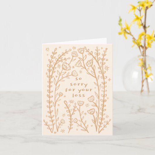 Beileidsbekundungen Wildblume Floral Sketch Doodle Karte (Gelbe Blume)