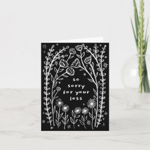 Beileidsbekundungen Wildblume Floral Sketch Doodle Karte