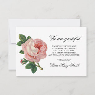 Beileidsdanksagung Vintage Rose Floral Dankeskarte