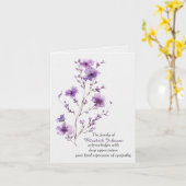 Beileidsdanksagung violetter blühender Zweig Karte (Gelbe Blume)