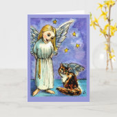 Beileidskarte für Engel und Katze Karte (Gelbe Blume)