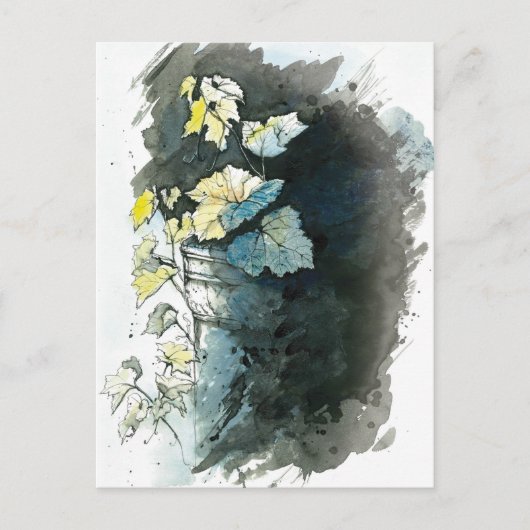 Beileidskarte mit Weinrebe Postkarte (Vorderseite)