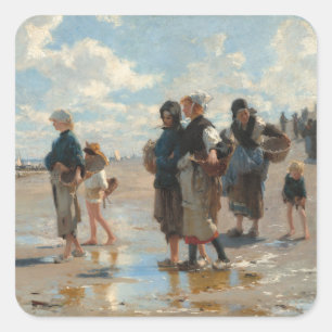 Beim Angeln von John Singer Sargent Quadratischer Aufkleber
