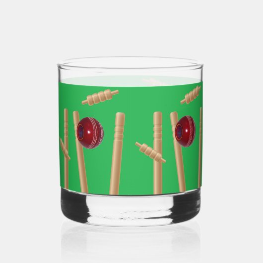 Beim Cricket auf Grün Bowled, Whiskyglas (Vorderseite)