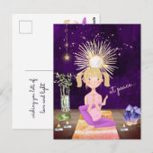 Beim Peace Meditating Blond Yoga Girl and Crystals Postkarte (Vorne/Hinten)