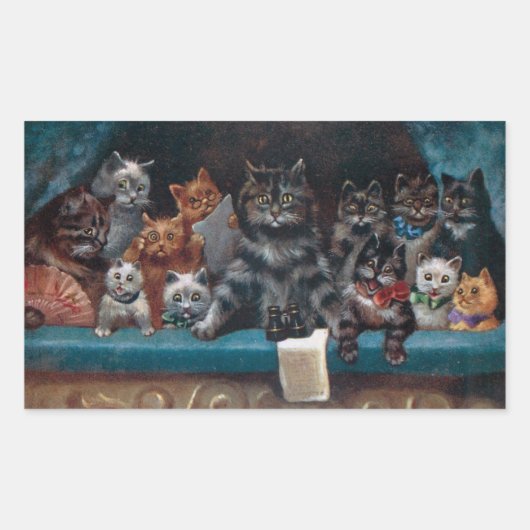Beim Spiel - spannender Moment von Louis Wain Rechteckiger Aufkleber (Vorderseite)