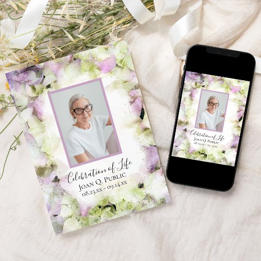 Beinahe pinkfarbene Hydrangea-Feier des Lebens Einladung