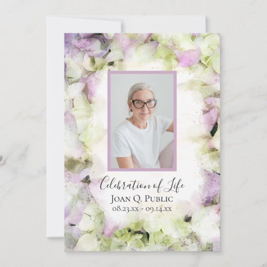 Beinahe pinkfarbene Hydrangea-Feier des Lebens Einladung (Vorderseite)