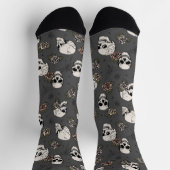 Beinahe schwarz-rosa Gothic-Skulls und -Rose Socken (Oben)