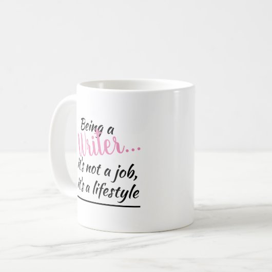 Being A Writer It's Not A Job Black Pink Text Kaffeetasse (Vorderseite Links)