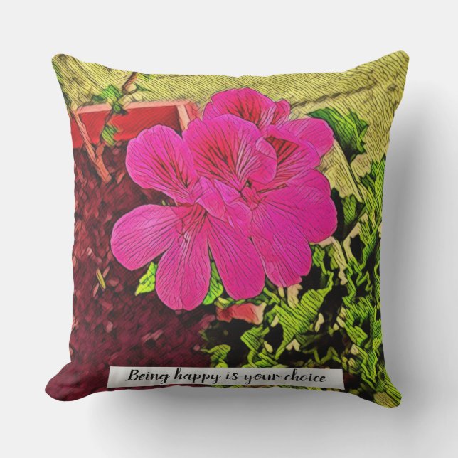 Being happy is your choice blooming flower kissen (Vorderseite)