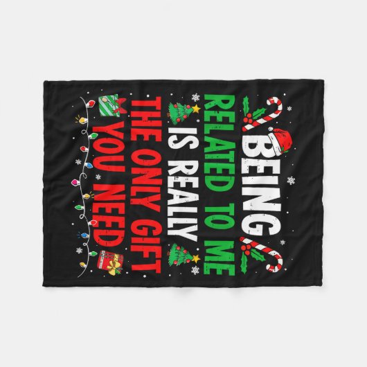 Being Related To Me Funny Christmas Family Xmas Pa Fleecedecke (Vorderseite (Horizontal))
