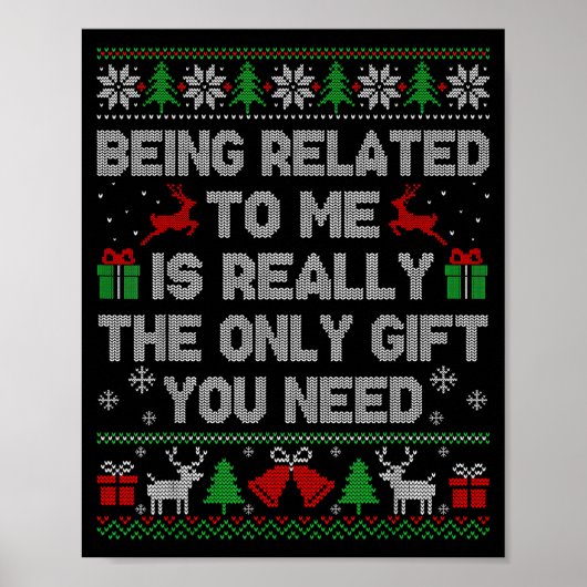 Being Related To Me Funny Ugly Christmas Sweaters  Poster (Vorne)