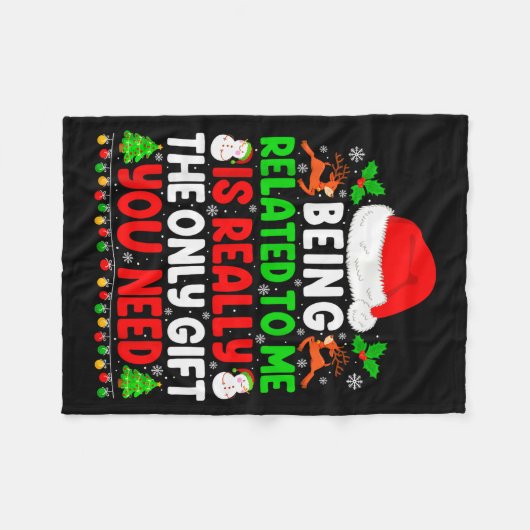 Being Related To Me Xmas Pajamas Funny Christmas F Fleecedecke (Vorderseite (Horizontal))