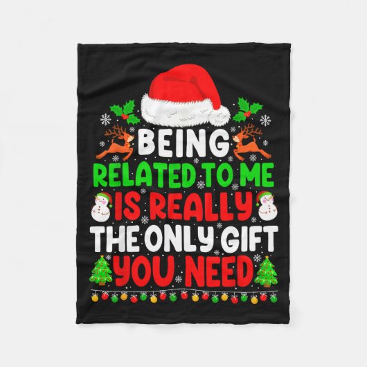 Being Related To Me Xmas Pajamas Funny Christmas F Fleecedecke (Vorderseite)