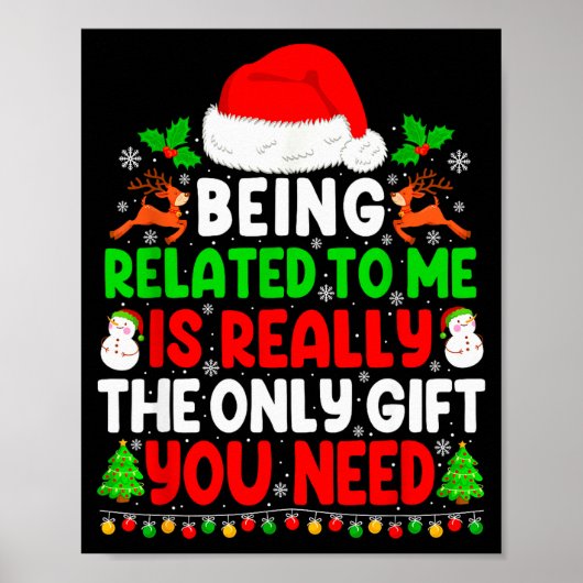 Being Related To Me Xmas Pajamas Funny Christmas F Poster (Vorne)