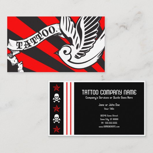 Beintätowierung Visitenkarte (Vorne/Hinten)