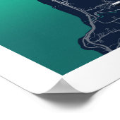 Beirut - Libanon Blue Dark City Map Poster (Ecke)