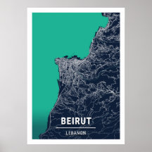 Beirut - Libanon Blue Dark City Map