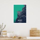 Beirut - Libanon Blue Dark City Map Poster (Küche)