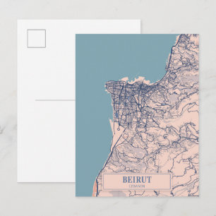 Beirut Libanon luftige Stadtplan Reise Postkarte