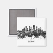 Beirut Libanon Skyline BW Magnet (Vorderseite/Rückseite)