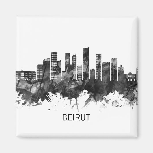Beirut Libanon Skyline BW Magnet (Vorne)