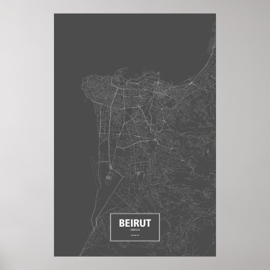 Beirut, Libanon (weiß auf schwarz) Poster (Vorne)