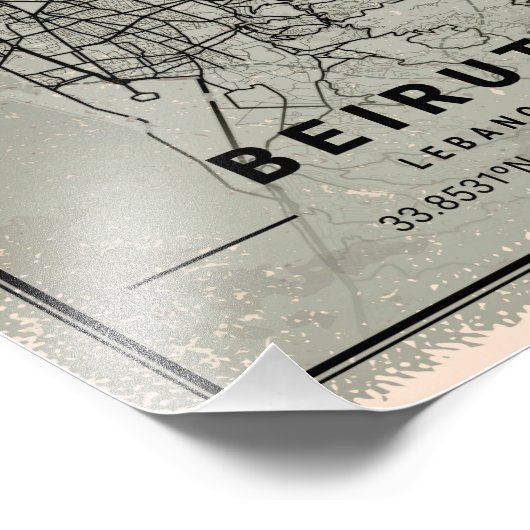 Beirut map print poster canvas | Lebanon (Ecke)