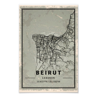 Beirut map print poster canvas | Lebanon