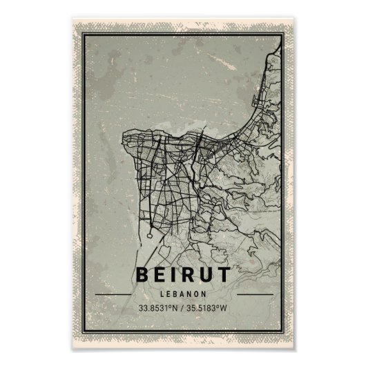 Beirut map print poster canvas | Lebanon (Vorne)