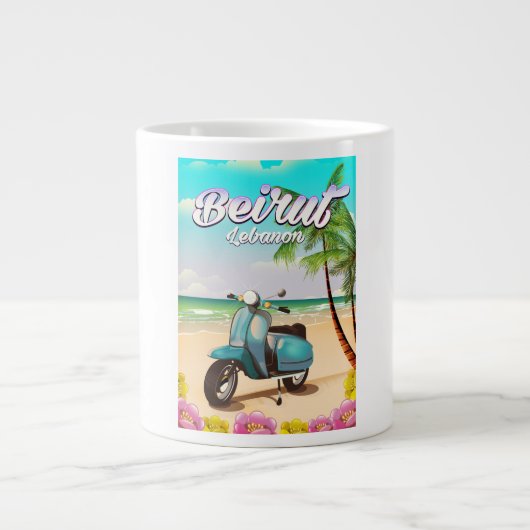 Beirut-Scooter-Reiseplakat Jumbo-Tasse (Vorderseite)