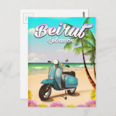 Beirut-Scooter-Reiseplakat Postkarte (Vorne/Hinten)