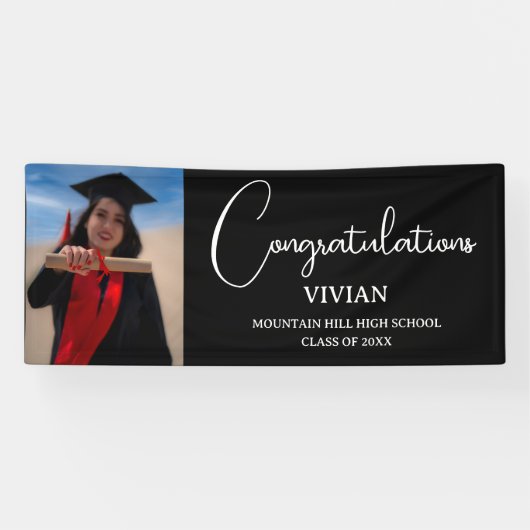 Beispiel Black Graduate Gratulations Banner (Horizontal)