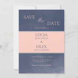 Beispiel Classic Navy Blue & Pink Save the Date Einladung