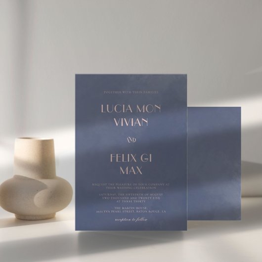 Beispiel Classic Navy Blue Smoke Hochzeit Einladun Einladung